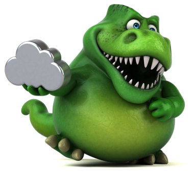 Eğlenceli dinozor ile bulut - 3d çizim