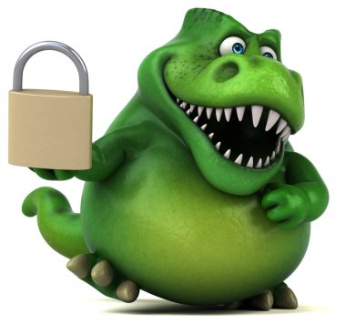 Kilitli eğlenceli dinozor - 3D Görüntü