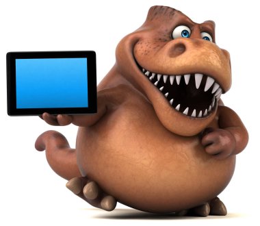 Eğlenceli Trex ile tablet - 3d çizim