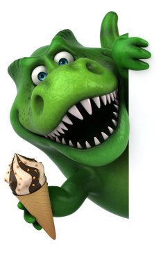 Dondurma ile eğlenceli dinozor - 3d İllüstrasyon