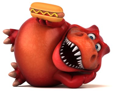Hotdog - 3d çizim ile eğlenceli dinozor