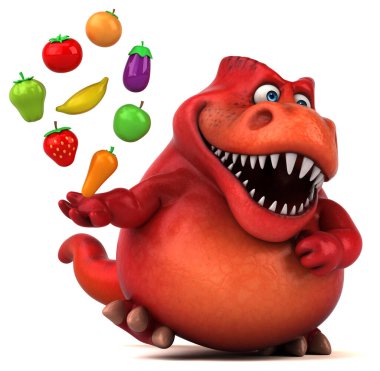 İle eğlenceli dinozor - 3d resimde meyveler