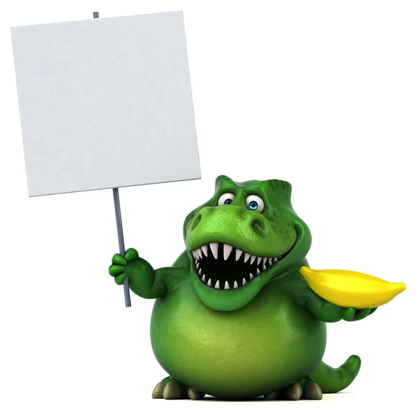 Rolig Dinosaurie Med Banan Illustration — Stockfoto