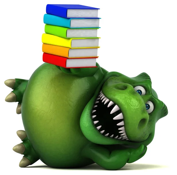 Fun Dinosaurier Mit Büchern Illustration — Stockfoto