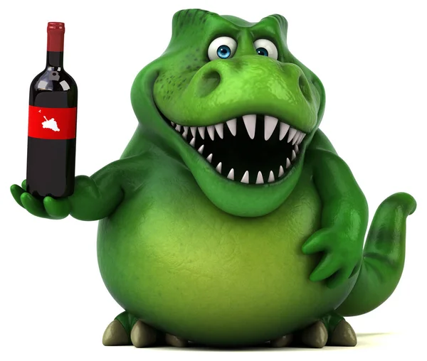 Dinossauro Divertido Com Vinho Ilustração — Fotografia de Stock