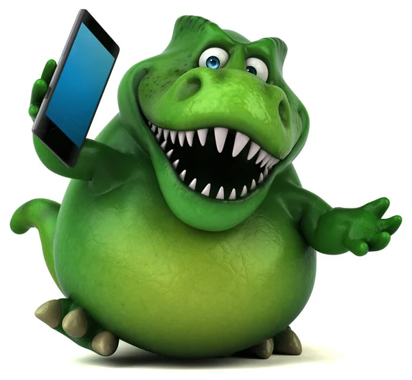 Zábavný Dinosaurus Telefonem Ilustrace — Stock fotografie