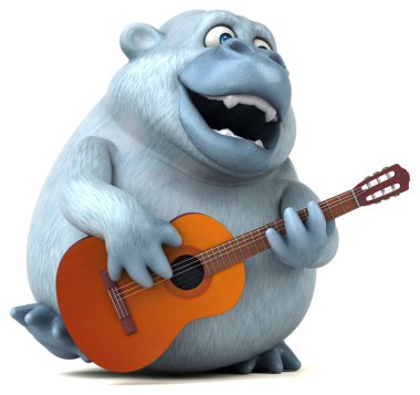 Gitarlı eğlenceli yeti - 3D Resim