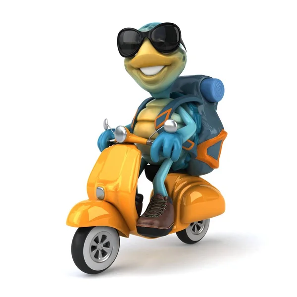 Leuke Illustratie Van Een Blauwe Schildpad Scooter — Stockfoto