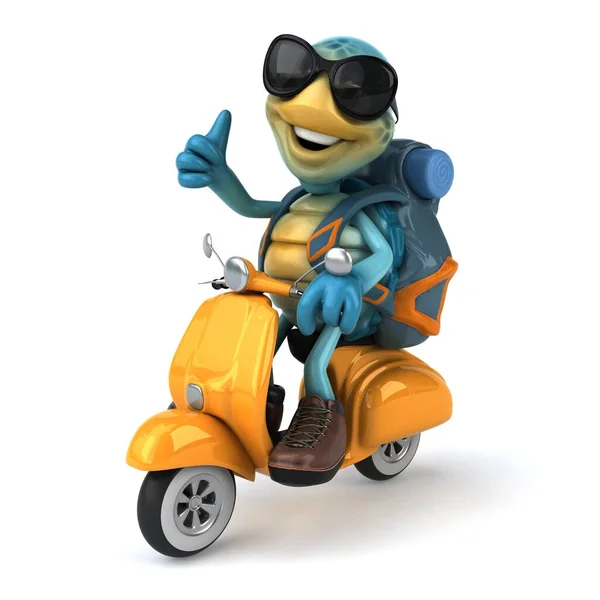 Fun Illustration Blue Turtle Scooter — Stock Photo, Image