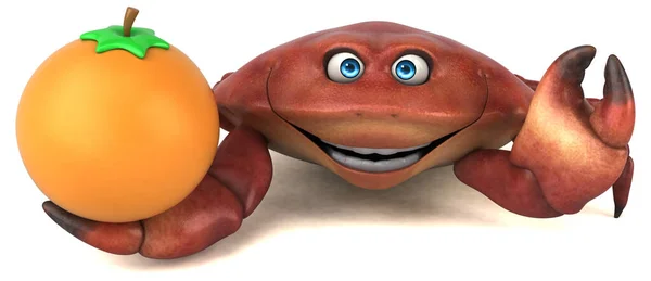 Crabe Amusant Avec Orange Illustration — Photo