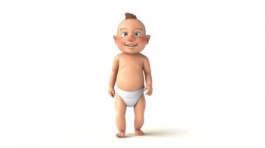 Çizgi filmde yürüyen bir bebeğin 3 boyutlu eğlenceli animasyonu. 