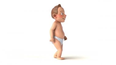 Çizgi filmde yürüyen bir bebeğin 3 boyutlu eğlenceli animasyonu. 