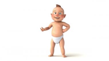 Palmiye gösteren bir çizgi film bebeğinin 3 boyutlu eğlenceli animasyonu 