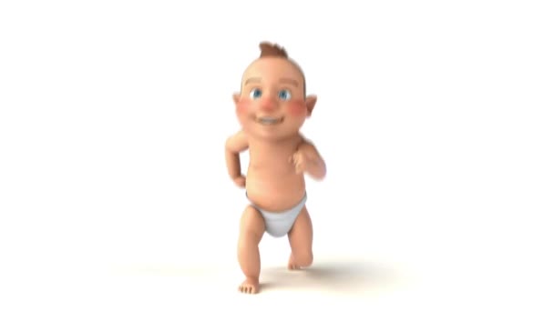 Leuke Animatie Van Een Cartoon Baby Draait — Stockvideo