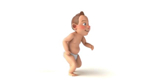 Fun Animation Cartoon Baby Running — Stock Video