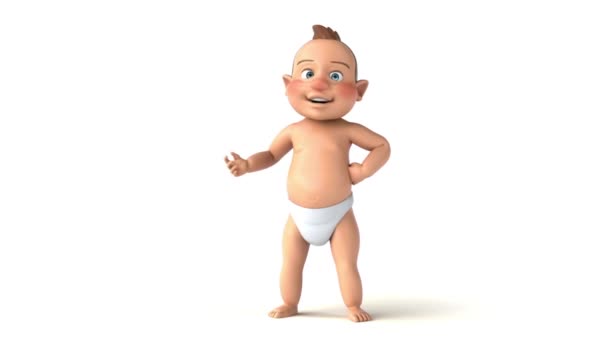 Leuke Animatie Van Een Cartoon Baby Met Palm — Stockvideo