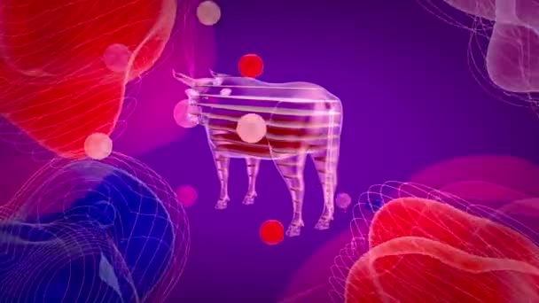 Animación Vaca Sobre Fondo Abstracto — Vídeo de stock