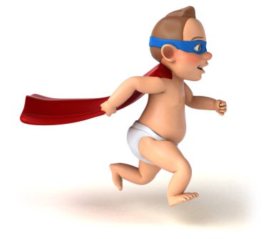 Çizgi film karakteri bir bebeğin 3 boyutlu eğlenceli çizimi