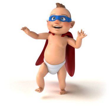 Çizgi film karakteri bir bebeğin 3 boyutlu eğlenceli çizimi