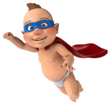 Çizgi film karakteri bir bebeğin 3 boyutlu eğlenceli çizimi