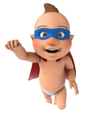 Çizgi film karakteri bir bebeğin 3 boyutlu eğlenceli çizimi