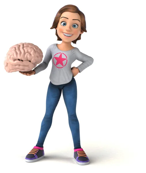Leuke Illustratie Van Een Cartoon Tiener Meisje Met Hersenen — Stockfoto