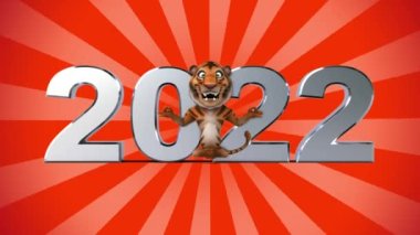 Eğlenceli çizgi film kaplan meditasyonu, yeni yıl 2022, animasyon 