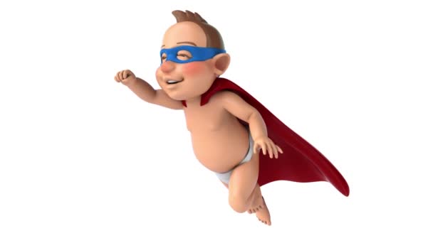 Fun Animation Cartoon Baby Super Hero — Stock Video