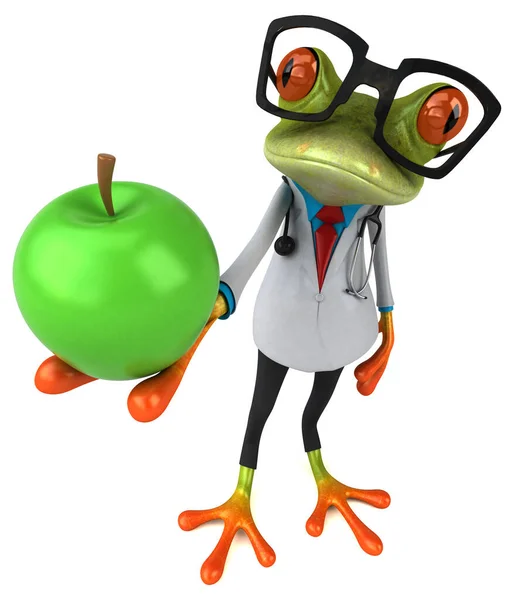 Frog Γιατρός Μήλο Εικονογράφηση — Φωτογραφία Αρχείου