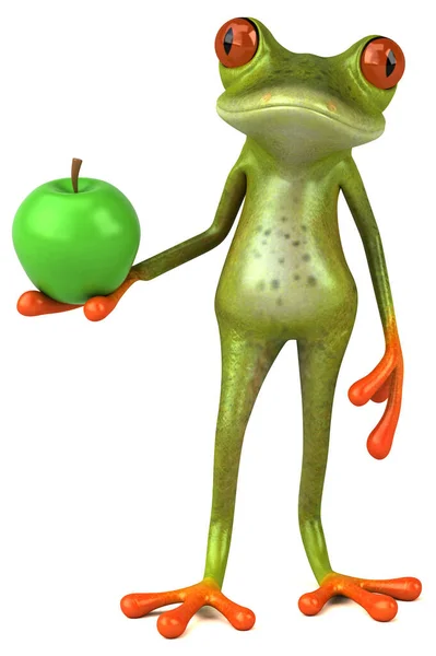 Fun Βάτραχος Μήλο Εικονογράφηση — Φωτογραφία Αρχείου