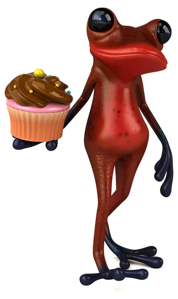 Fun Κόκκινο Βάτραχος Cupcake Εικονογράφηση — Φωτογραφία Αρχείου