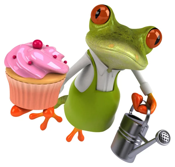 Διασκέδαση Κηπουρός Βάτραχος Cupcake Εικονογράφηση — Φωτογραφία Αρχείου
