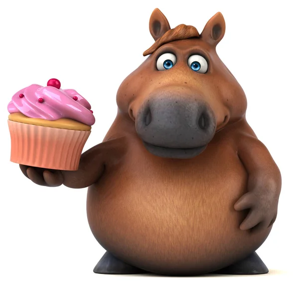 Spaßpferd Mit Cupcake Illustration — Stockfoto