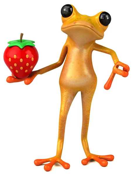 Fun Κίτρινο Βάτραχος Φράουλα Εικονογράφηση — Φωτογραφία Αρχείου