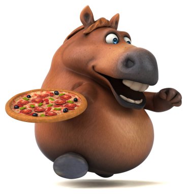 Pizza ile eğlenceli at - 3D Görüntü