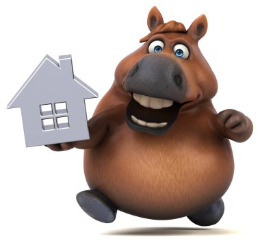 Ev ile eğlenceli at - 3D Illustration