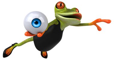 Gözü olan eğlenceli kurbağa - 3D Görüntü