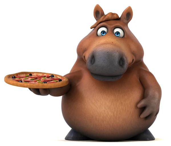 Веселий Кінь Піцою Ілюстрація — стокове фото
