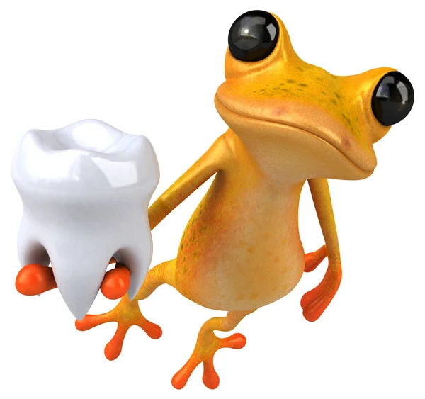 Fun Yellow Frog Tooth Illustration — Stock Photo, Image