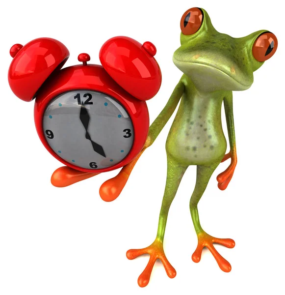 Lustiger Frosch Mit Uhr Illustration — Stockfoto