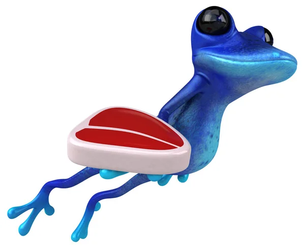 带肉的有趣的蓝色青蛙 3D图解 — 图库照片