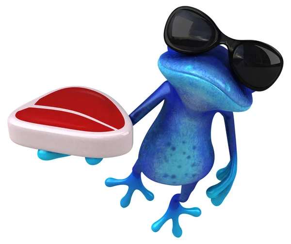 Etli Eğlenceli Mavi Kurbağa Llüstrasyon — Stok fotoğraf