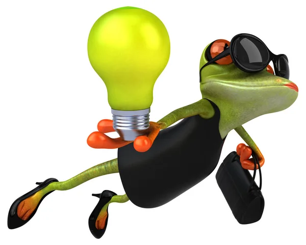 Lustiger Frosch Mit Lampe Illustration — Stockfoto