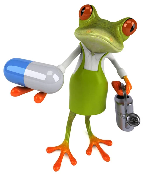 Lustiger Froschgärtner Mit Pille Illustration — Stockfoto