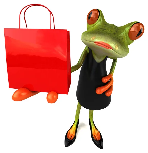 Grenouille Amusante Avec Sac Illustration — Photo