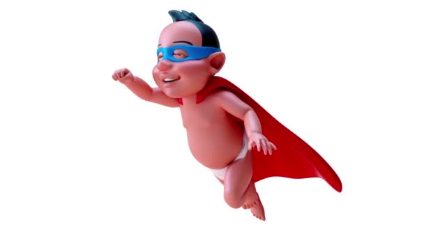 Animation Einer Zeichentrickfigur Indischer Baby Superheld — Stockvideo