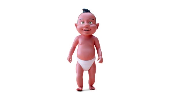 Animation Cartoon Character Indian Baby Walking — Stock Video