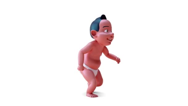 Animatie Van Een Stripfiguur Indiaanse Baby Draait — Stockvideo