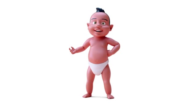 Animación Personaje Dibujos Animados Bebé Indio Mostrando Mano — Vídeo de stock