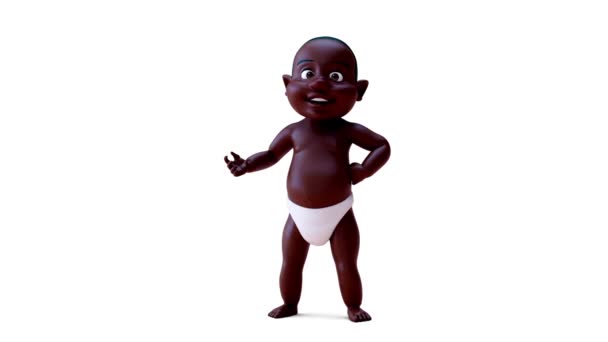 手を示す漫画のキャラクターの赤ちゃんの3Dアニメーション — ストック動画
